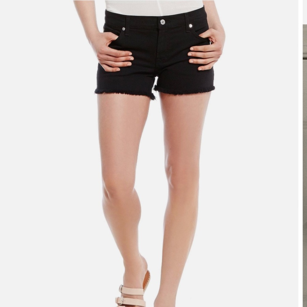7 For All Mankind Black Denim Stretch Shorts